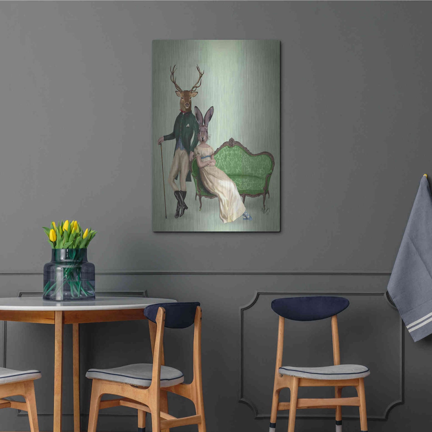 Luxe Metal Art 'Mr Deer and Mrs Rabbit' by Fab Funky Metal Wall Art,24x36