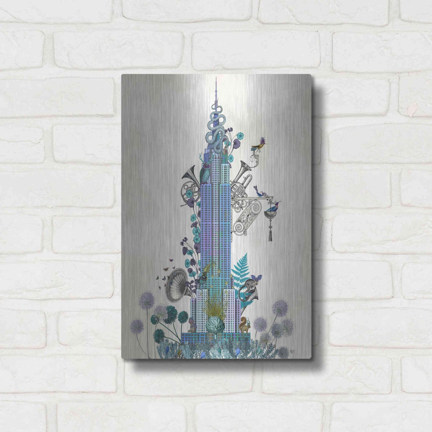 Luxe Metal Art 'New York Empire State Building, Menagerie' by Fab Funky Metal Wall Art,12x16