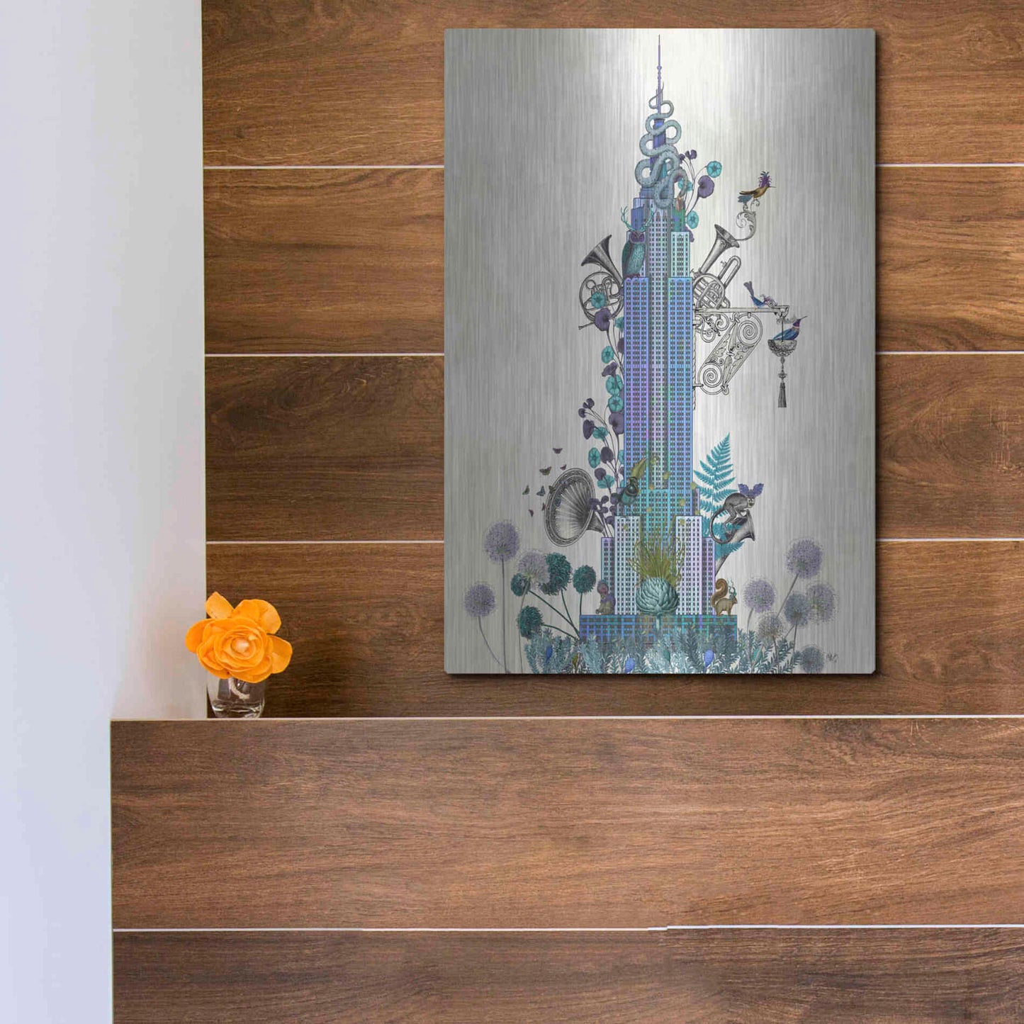 Luxe Metal Art 'New York Empire State Building, Menagerie' by Fab Funky Metal Wall Art,12x16