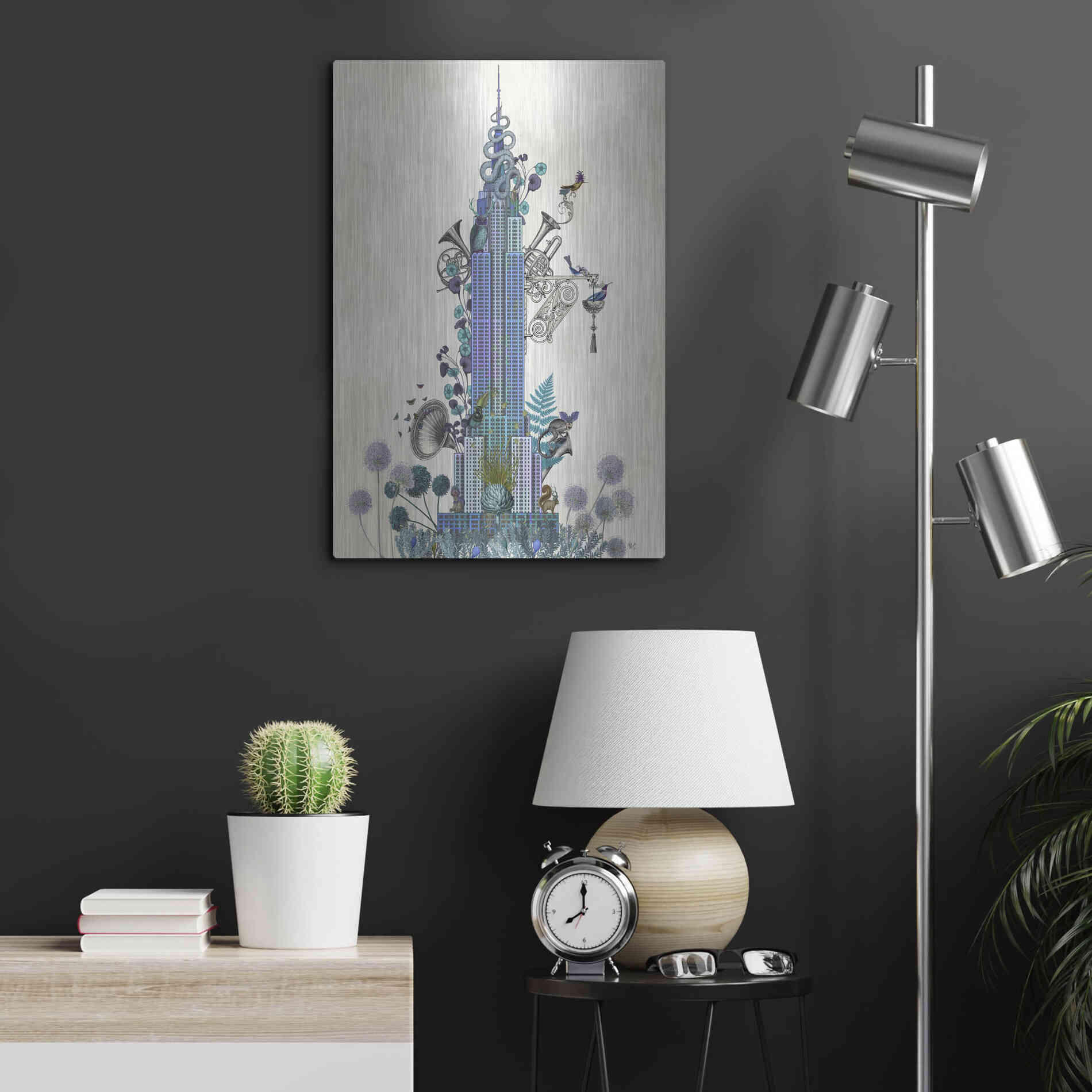 Luxe Metal Art 'New York Empire State Building, Menagerie' by Fab Funky Metal Wall Art,16x24