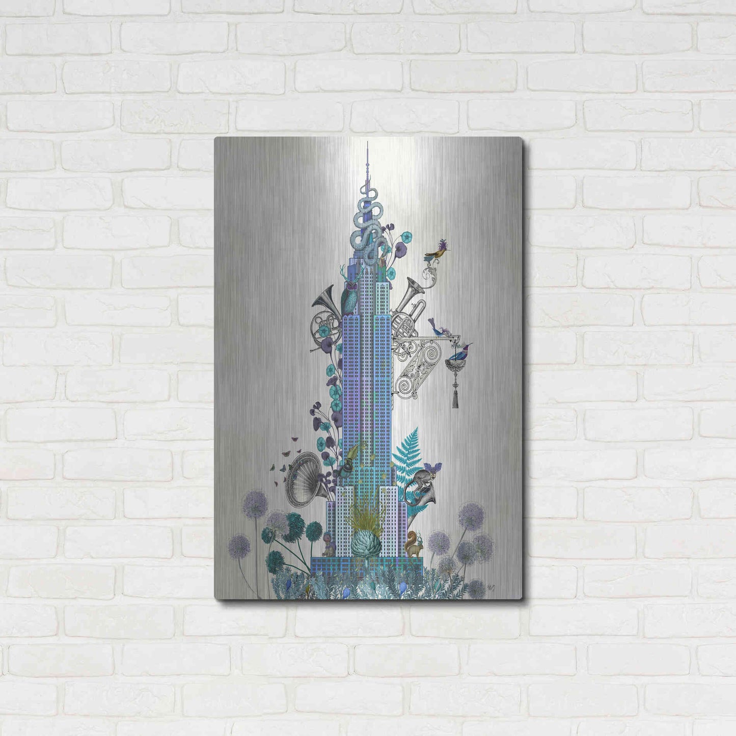 Luxe Metal Art 'New York Empire State Building, Menagerie' by Fab Funky Metal Wall Art,24x36