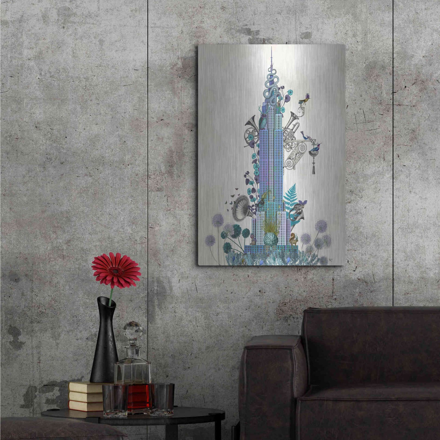 Luxe Metal Art 'New York Empire State Building, Menagerie' by Fab Funky Metal Wall Art,24x36