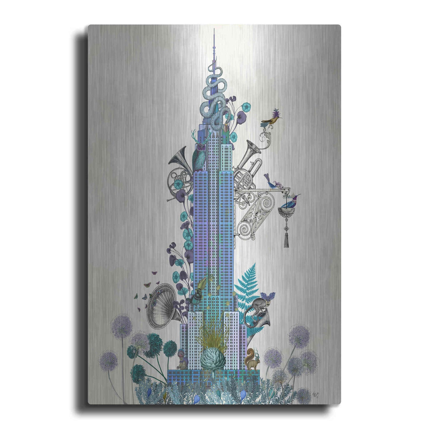 Luxe Metal Art 'New York Empire State Building, Menagerie' by Fab Funky Metal Wall Art