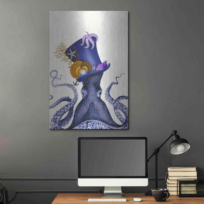 Luxe Metal Art 'Octopus Nautical Hat' by Fab Funky Metal Wall Art,24x36