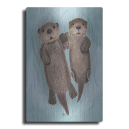 Luxe Metal Art 'Otters Holding Hands' by Fab Funky Metal Wall Art