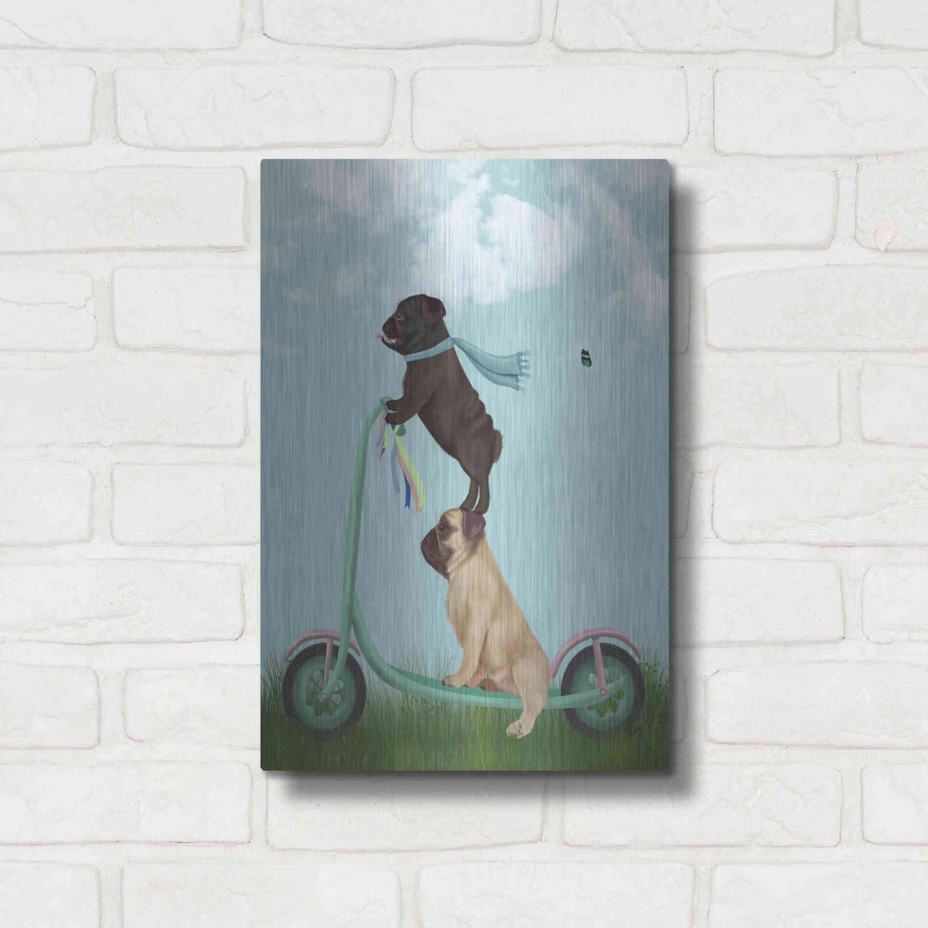 Luxe Metal Art 'Pug Scooter' by Fab Funky Metal Wall Art,12x16