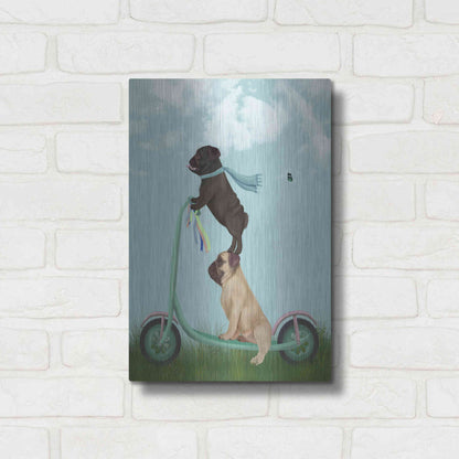 Luxe Metal Art 'Pug Scooter' by Fab Funky Metal Wall Art,12x16