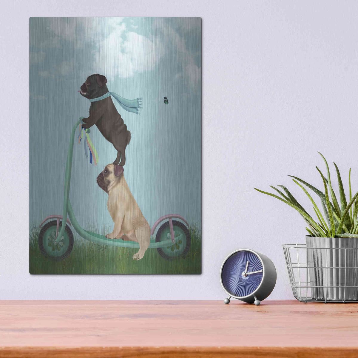 Luxe Metal Art 'Pug Scooter' by Fab Funky Metal Wall Art,12x16