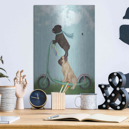 Luxe Metal Art 'Pug Scooter' by Fab Funky Metal Wall Art,12x16