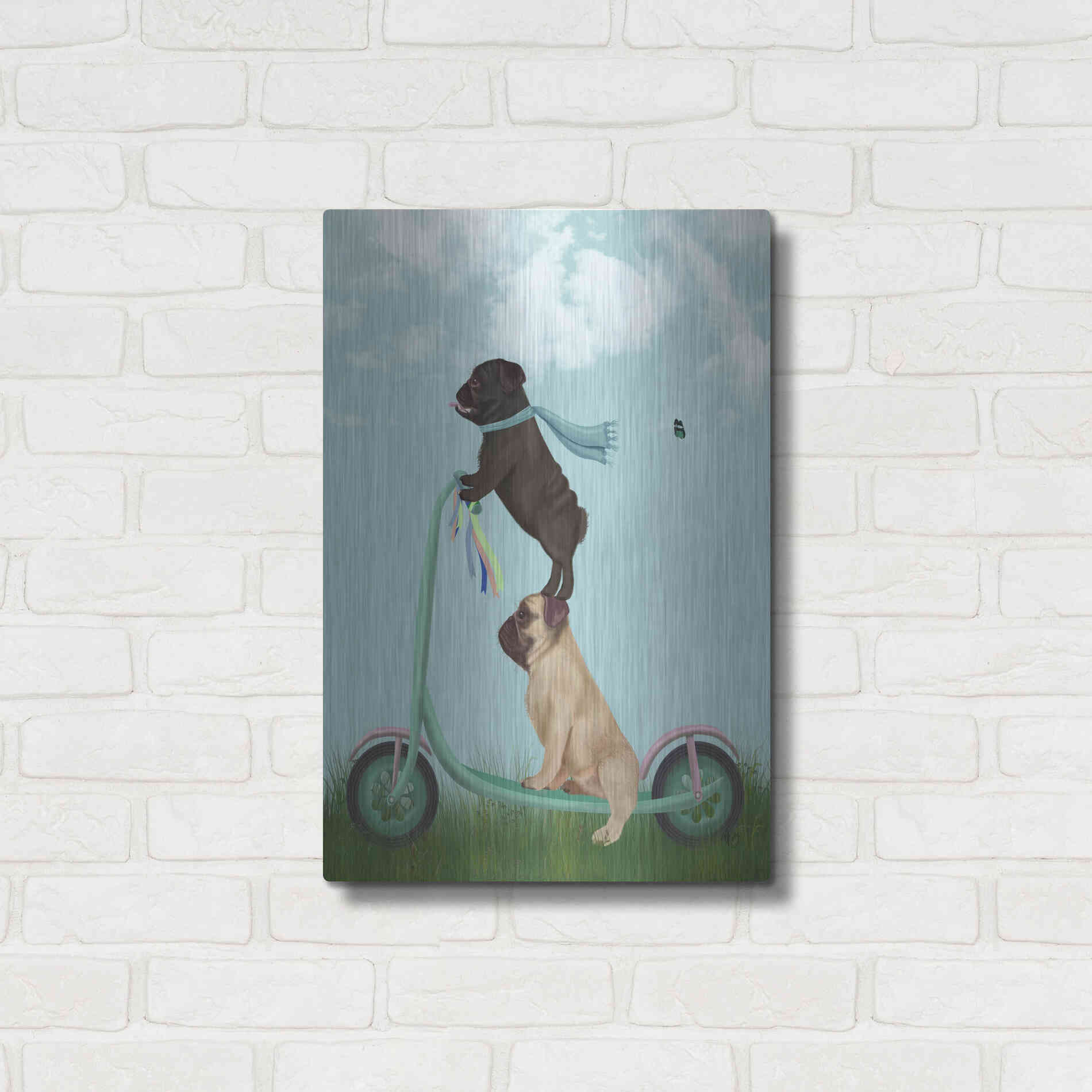 Luxe Metal Art 'Pug Scooter' by Fab Funky Metal Wall Art,16x24