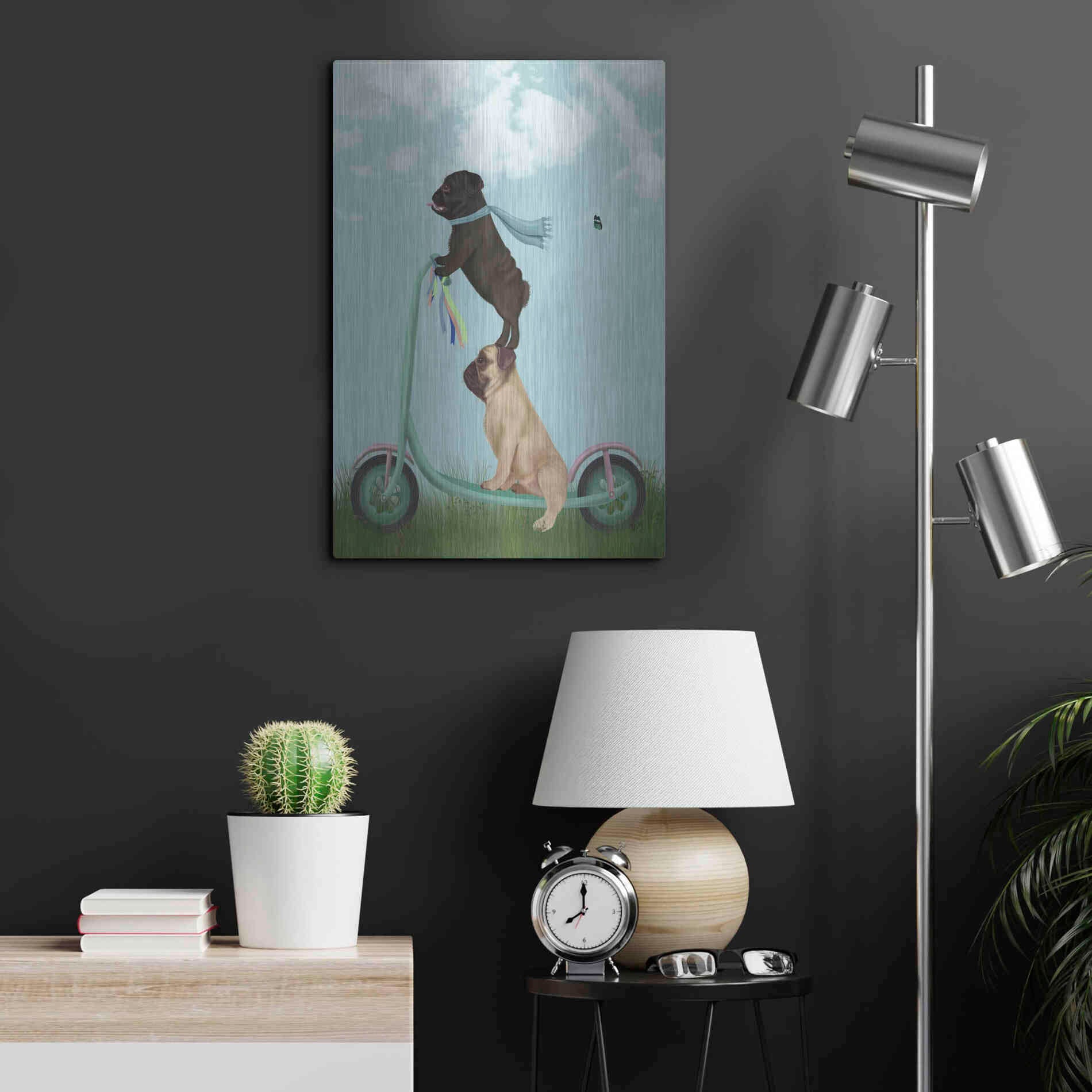 Luxe Metal Art 'Pug Scooter' by Fab Funky Metal Wall Art,16x24