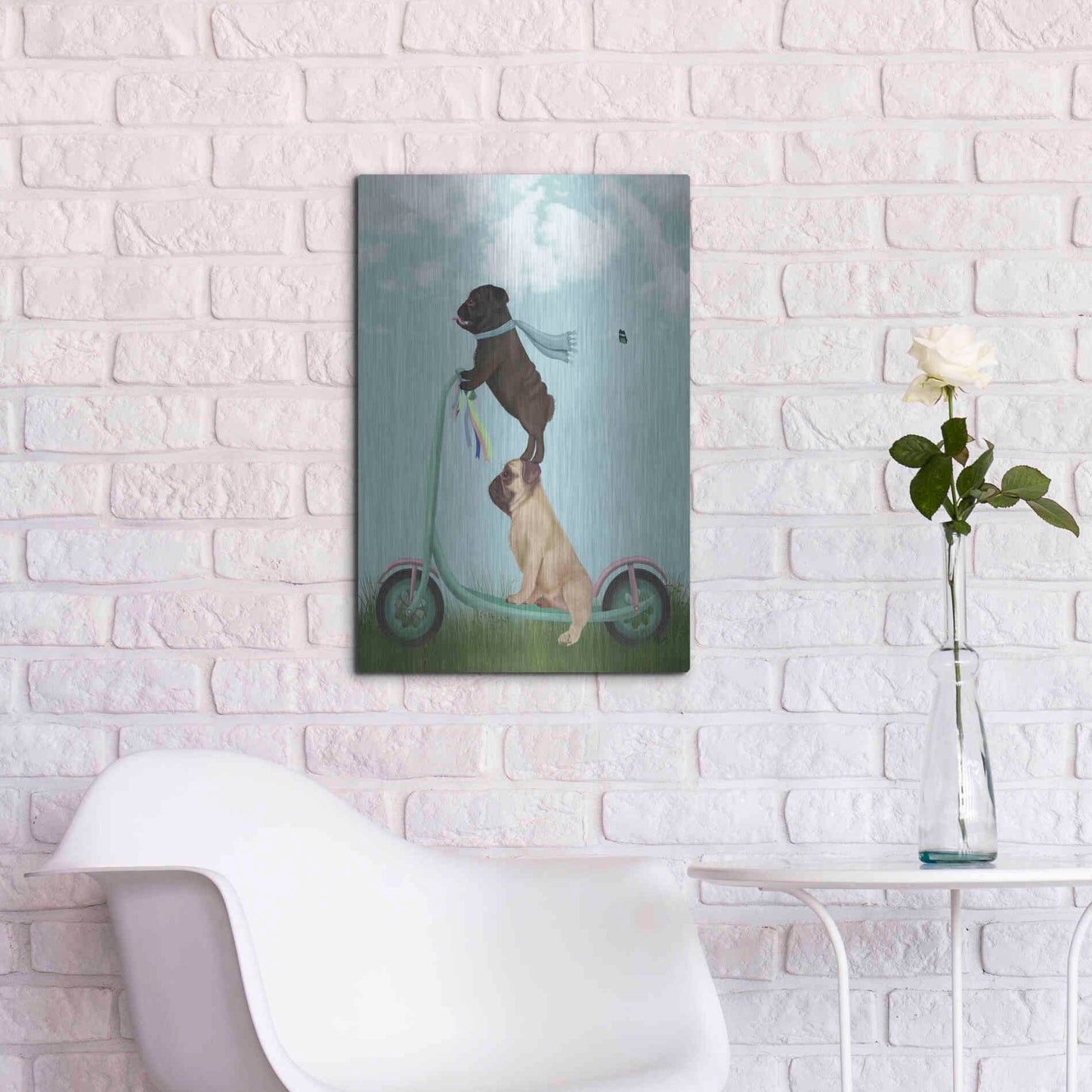 Luxe Metal Art 'Pug Scooter' by Fab Funky Metal Wall Art,16x24