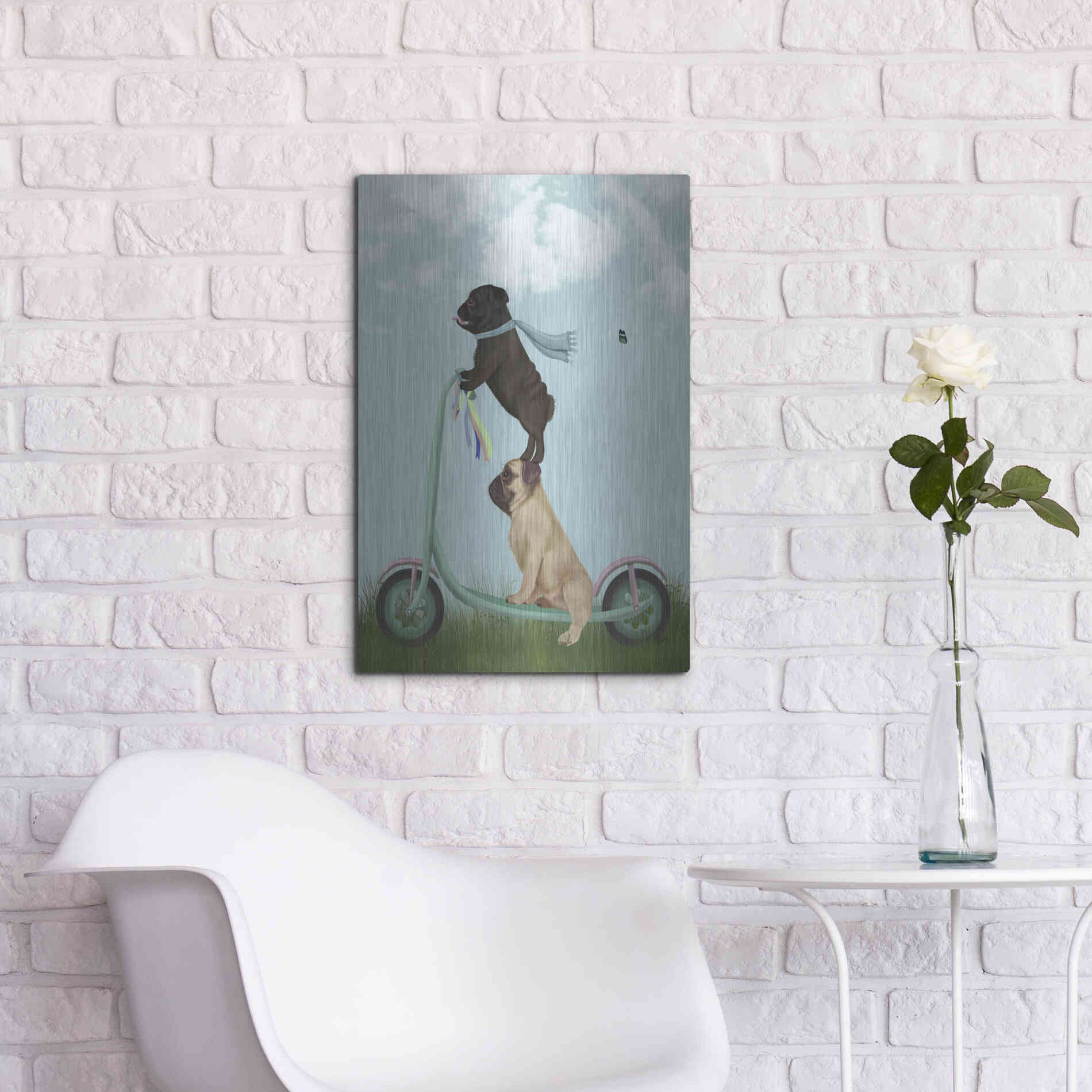 Luxe Metal Art 'Pug Scooter' by Fab Funky Metal Wall Art,16x24