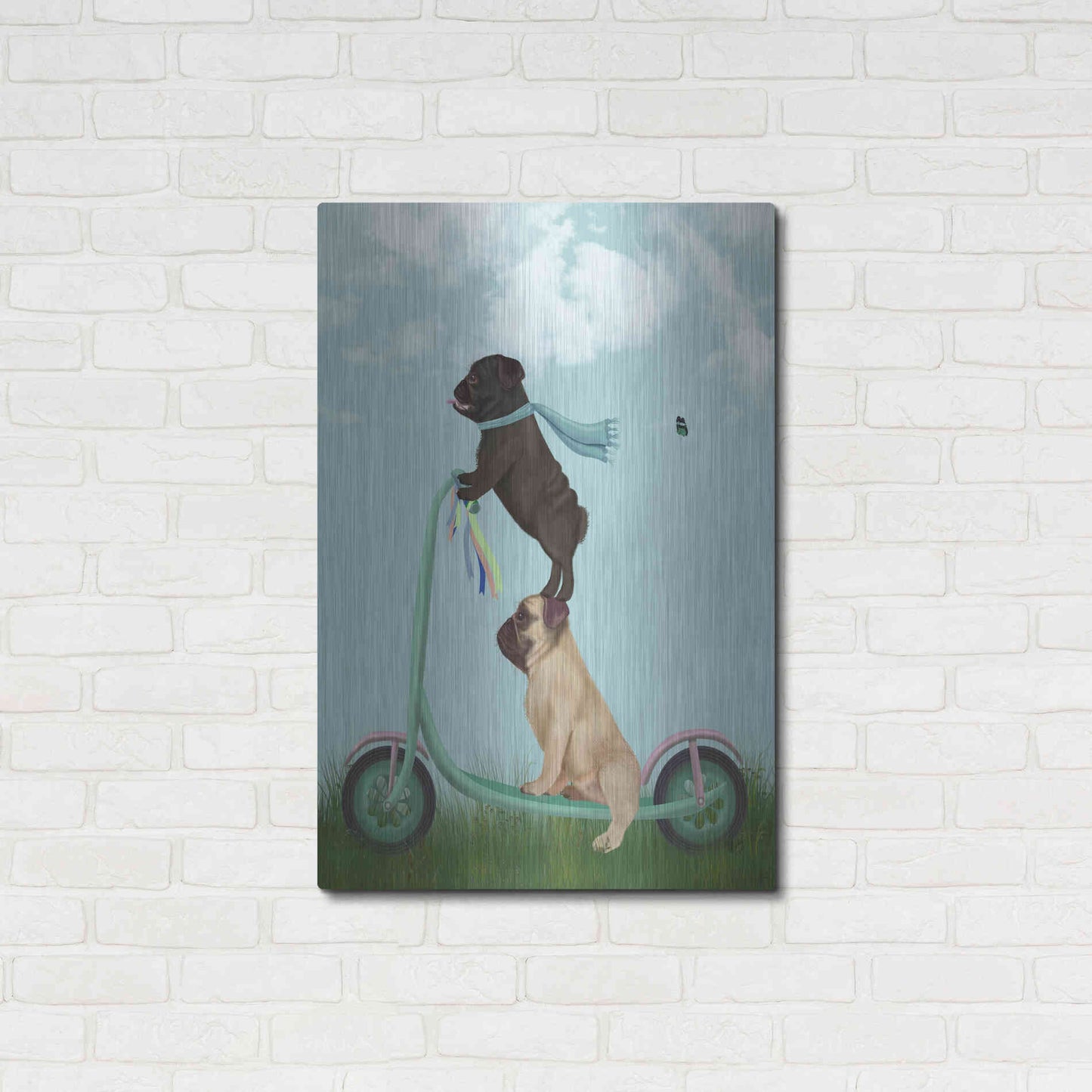 Luxe Metal Art 'Pug Scooter' by Fab Funky Metal Wall Art,24x36