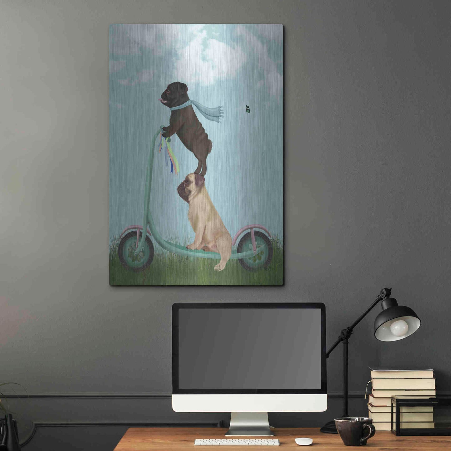 Luxe Metal Art 'Pug Scooter' by Fab Funky Metal Wall Art,24x36