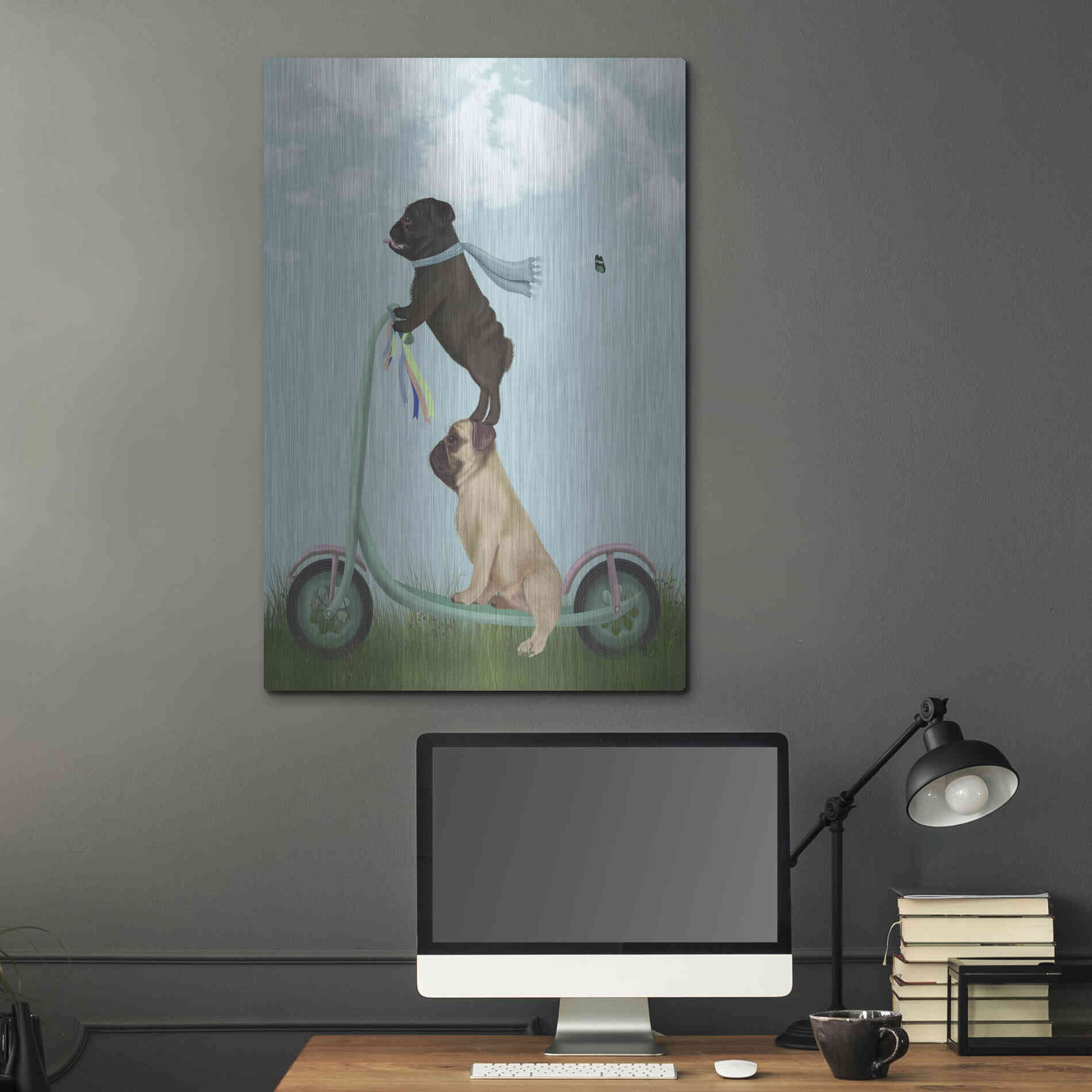 Luxe Metal Art 'Pug Scooter' by Fab Funky Metal Wall Art,24x36