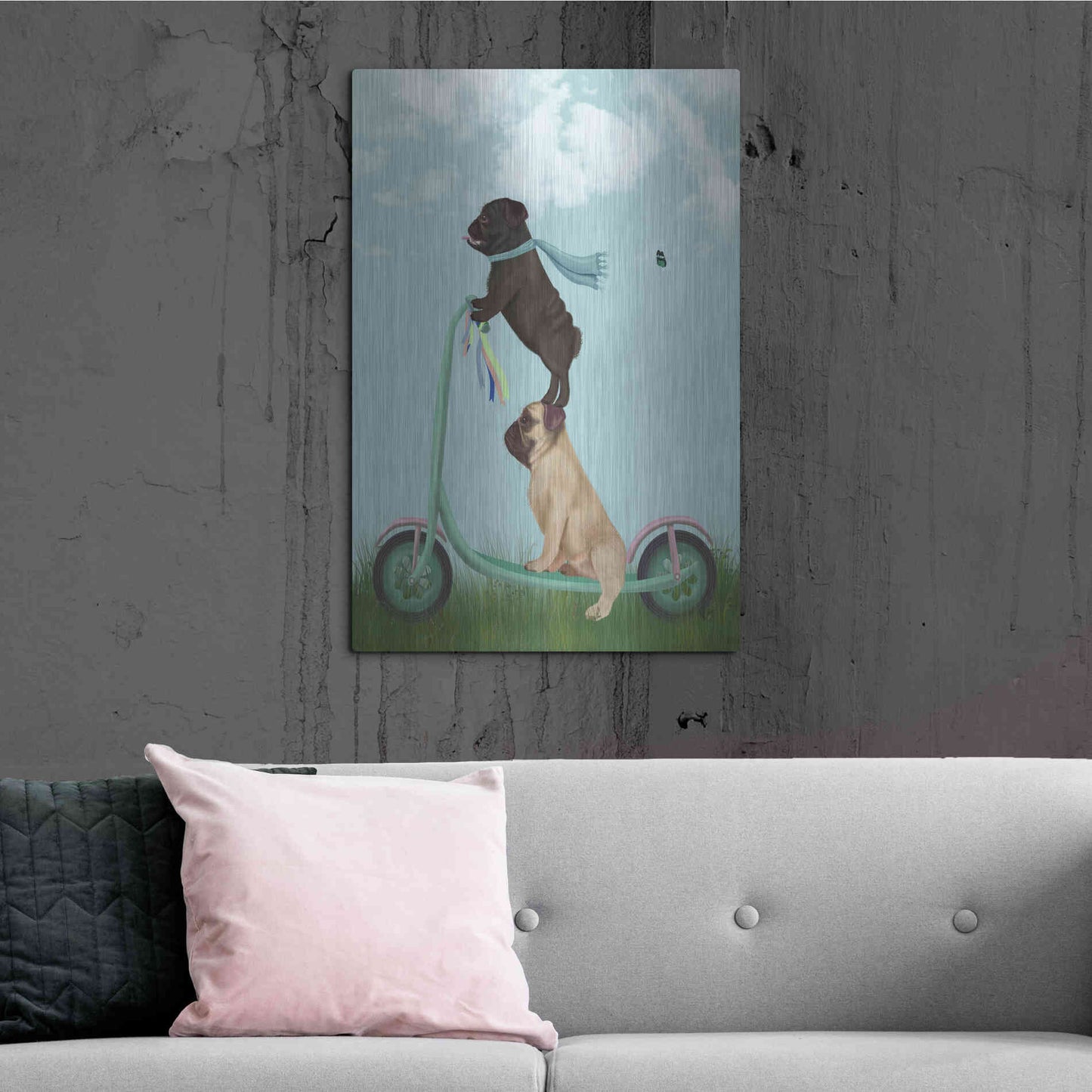 Luxe Metal Art 'Pug Scooter' by Fab Funky Metal Wall Art,24x36