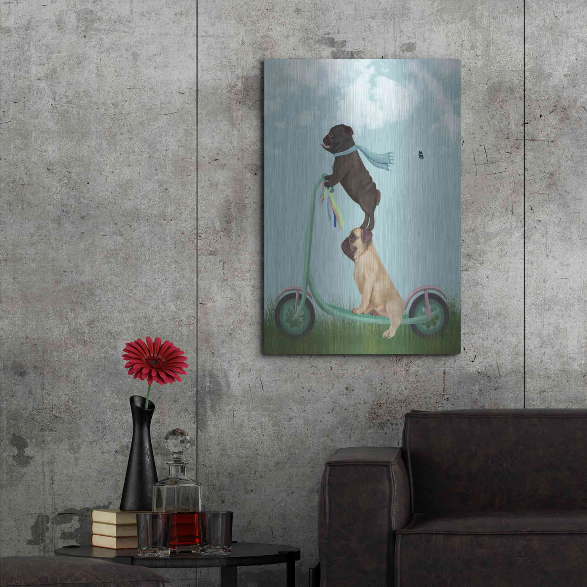 Luxe Metal Art 'Pug Scooter' by Fab Funky Metal Wall Art,24x36