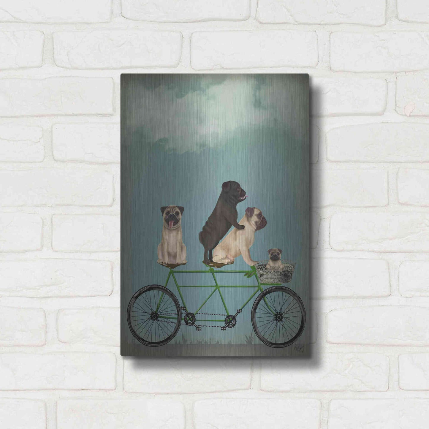 Luxe Metal Art 'Pug Tandem' by Fab Funky Metal Wall Art,12x16