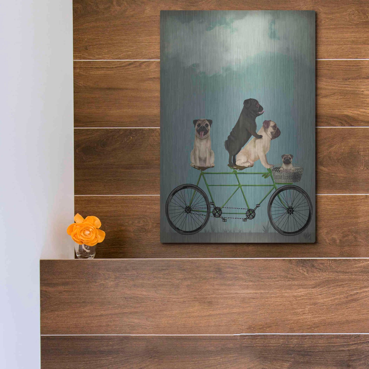 Luxe Metal Art 'Pug Tandem' by Fab Funky Metal Wall Art,12x16