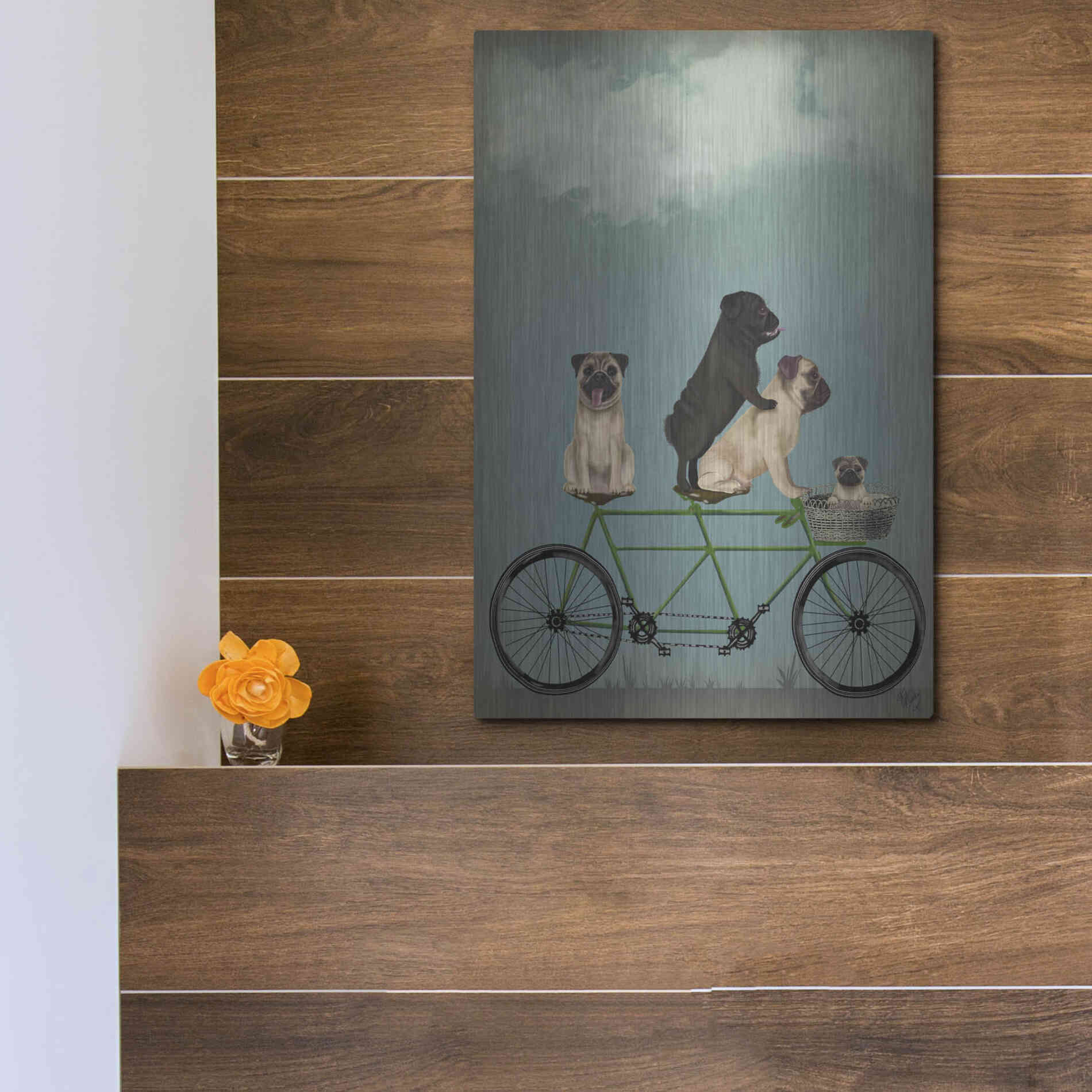 Luxe Metal Art 'Pug Tandem' by Fab Funky Metal Wall Art,12x16