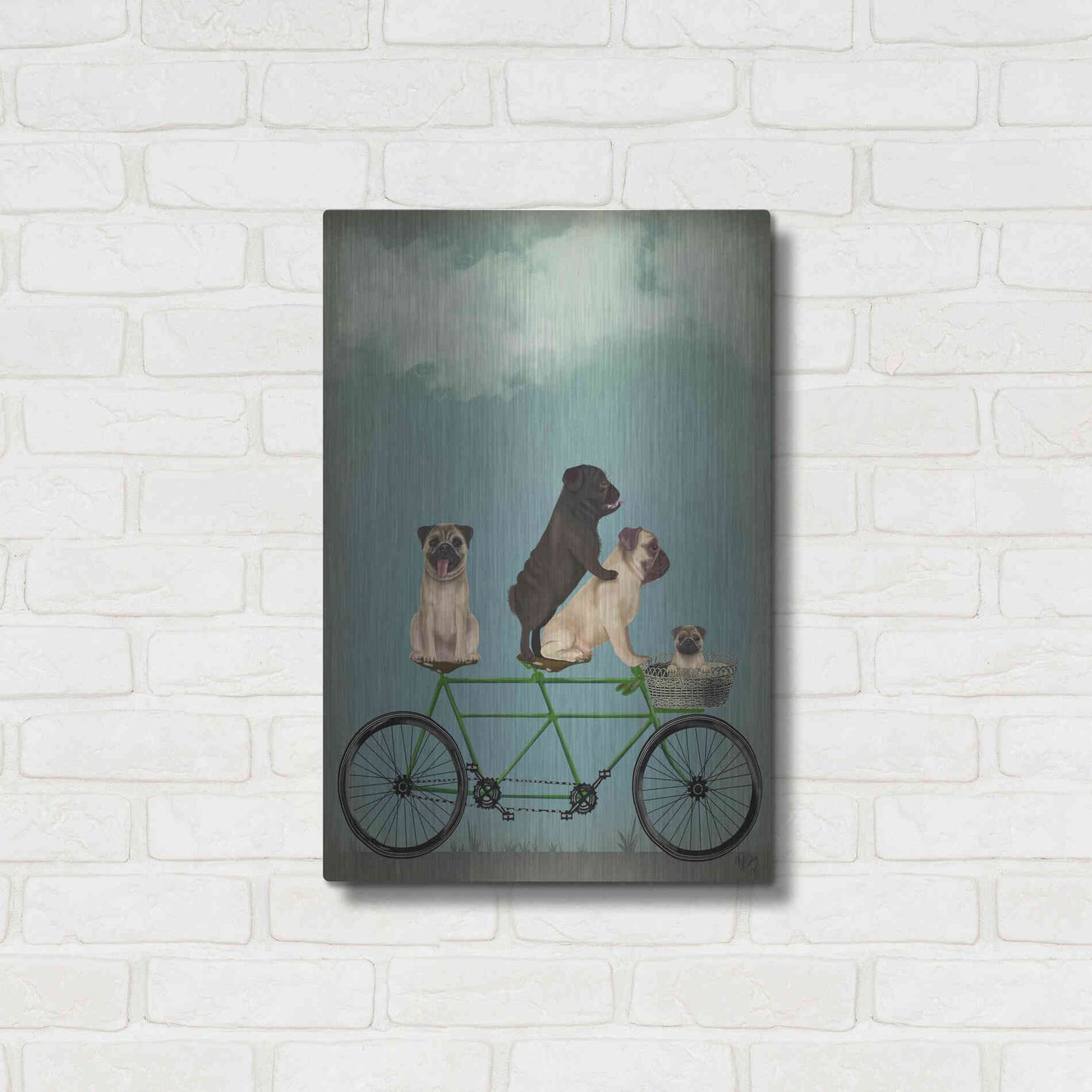 Luxe Metal Art 'Pug Tandem' by Fab Funky Metal Wall Art,16x24