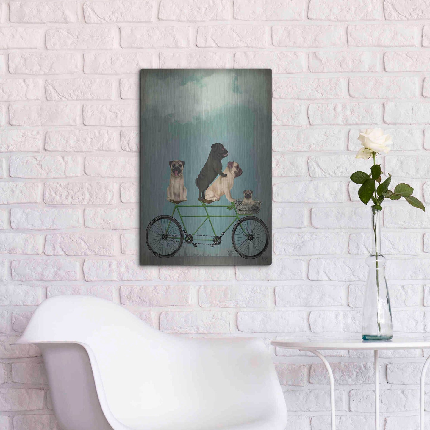 Luxe Metal Art 'Pug Tandem' by Fab Funky Metal Wall Art,16x24