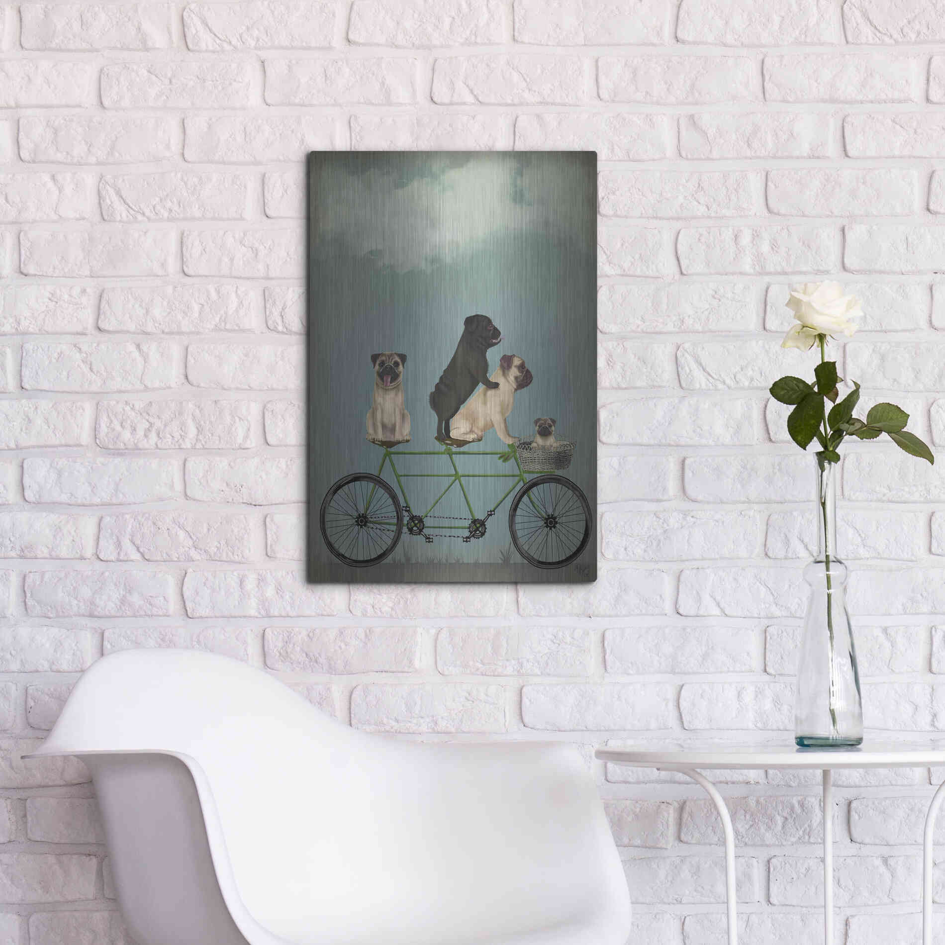 Luxe Metal Art 'Pug Tandem' by Fab Funky Metal Wall Art,16x24