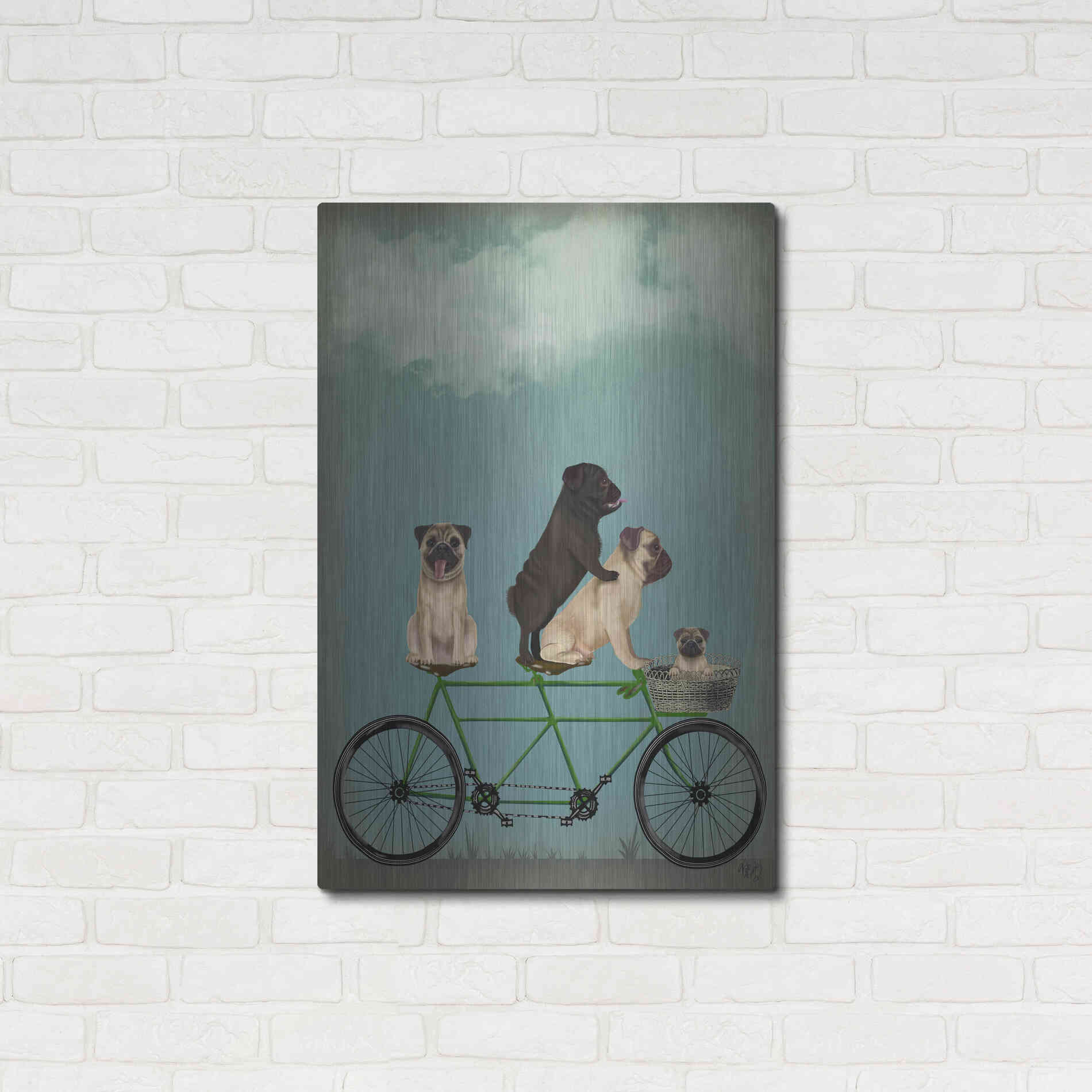 Luxe Metal Art 'Pug Tandem' by Fab Funky Metal Wall Art,24x36