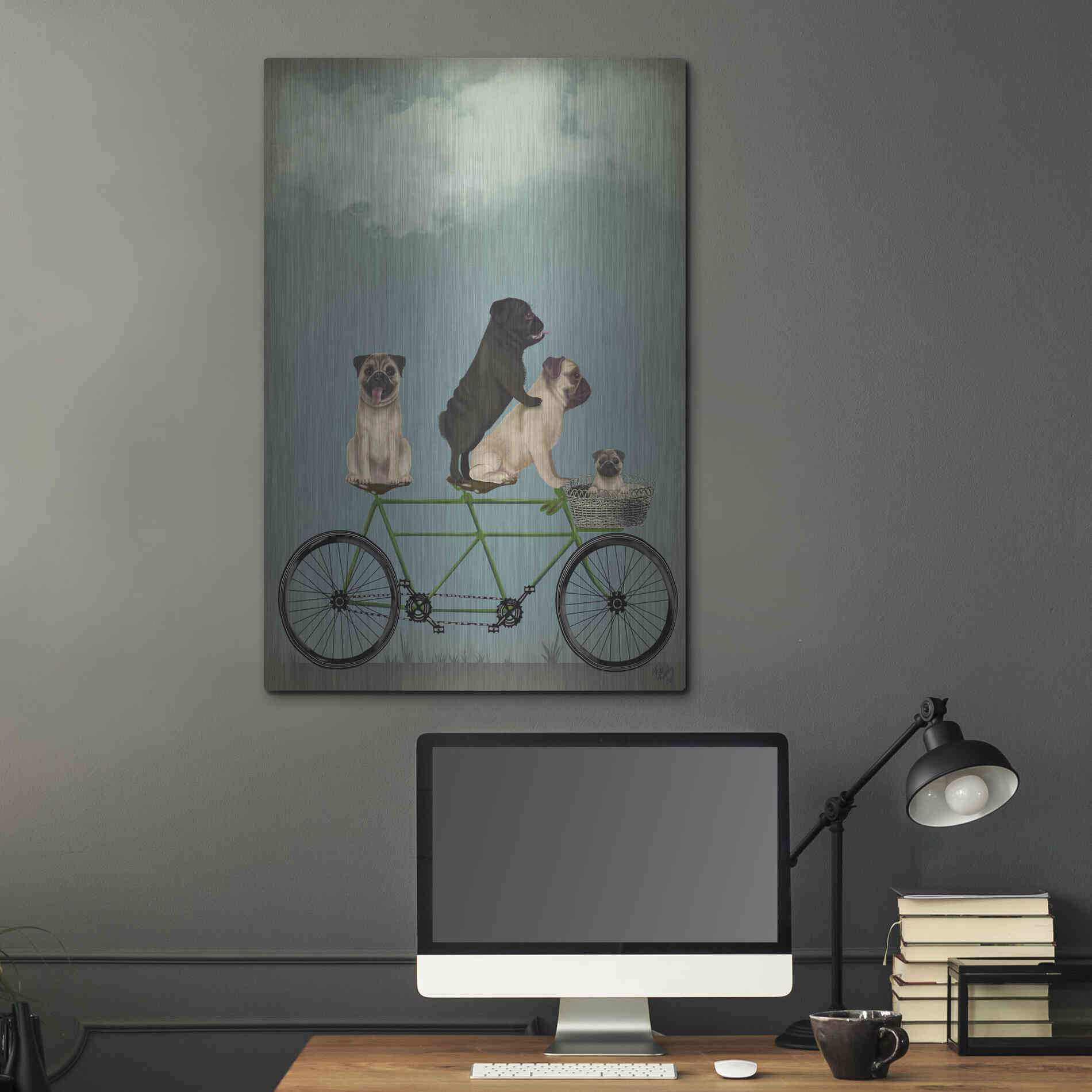 Luxe Metal Art 'Pug Tandem' by Fab Funky Metal Wall Art,24x36