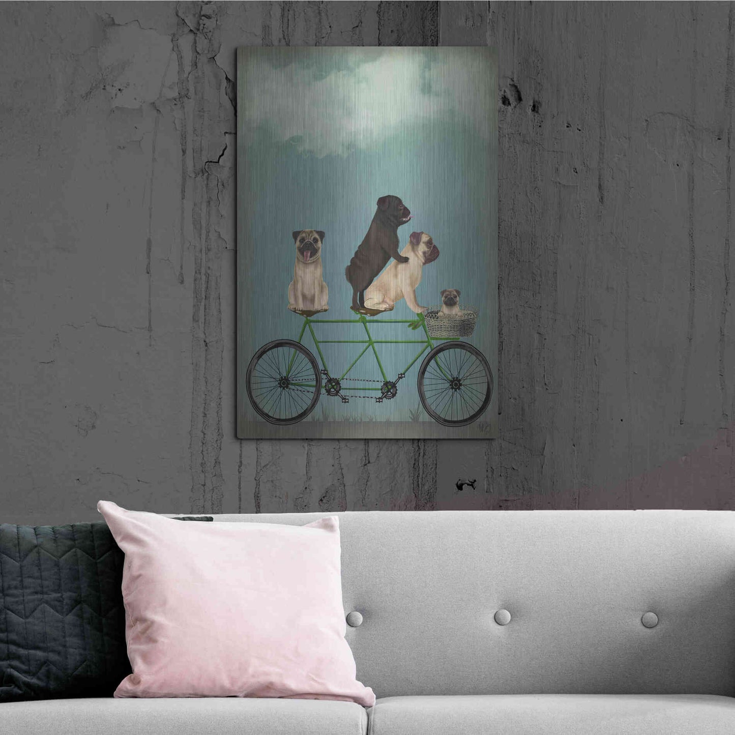 Luxe Metal Art 'Pug Tandem' by Fab Funky Metal Wall Art,24x36