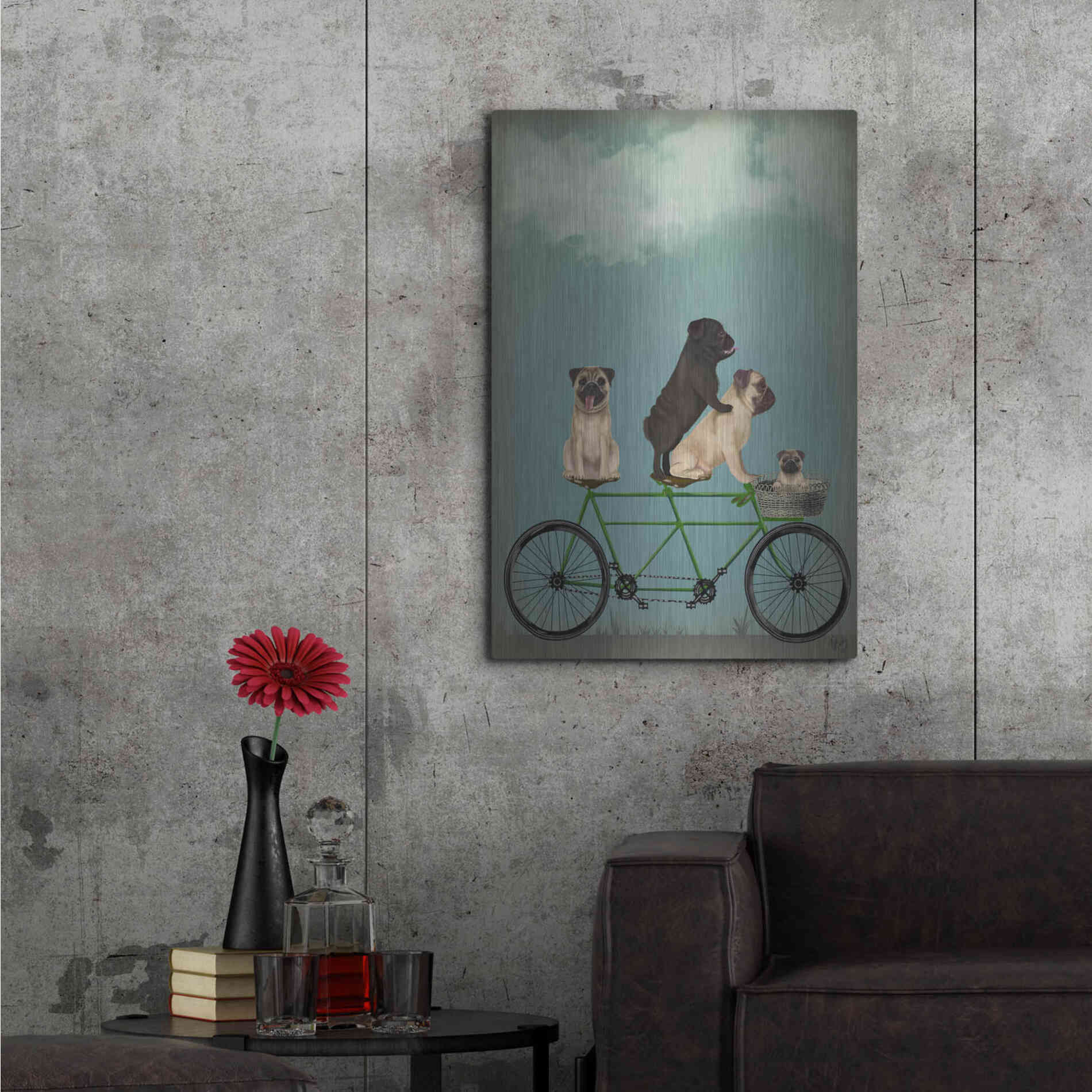 Luxe Metal Art 'Pug Tandem' by Fab Funky Metal Wall Art,24x36