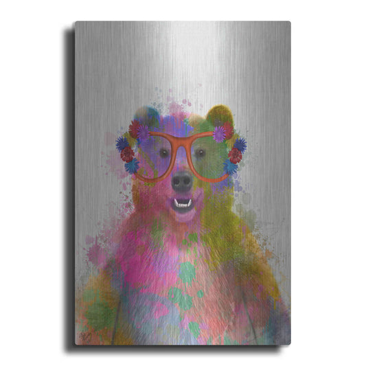 Luxe Metal Art 'Rainbow Splash Bear' by Fab Funky Metal Wall Art