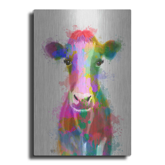 Luxe Metal Art 'Rainbow Splash Cow' by Fab Funky Metal Wall Art