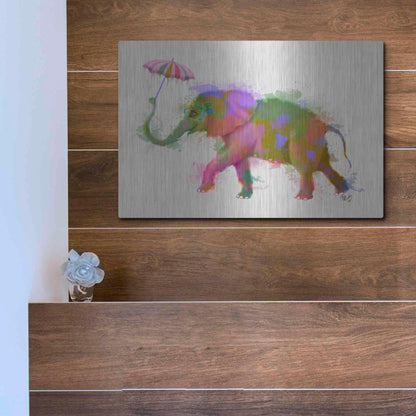 Luxe Metal Art 'Rainbow Splash Elephant' by Fab Funky Metal Wall Art,16x12