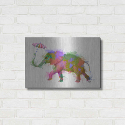 Luxe Metal Art 'Rainbow Splash Elephant' by Fab Funky Metal Wall Art,24x16