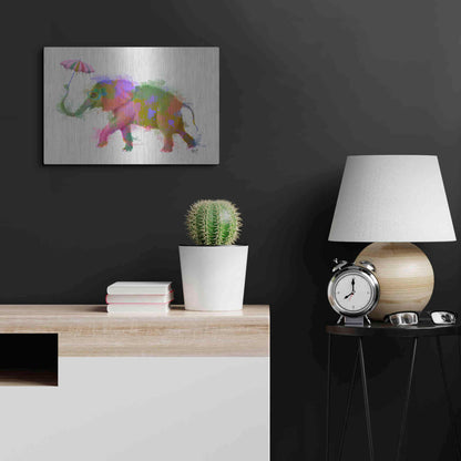 Luxe Metal Art 'Rainbow Splash Elephant' by Fab Funky Metal Wall Art,24x16