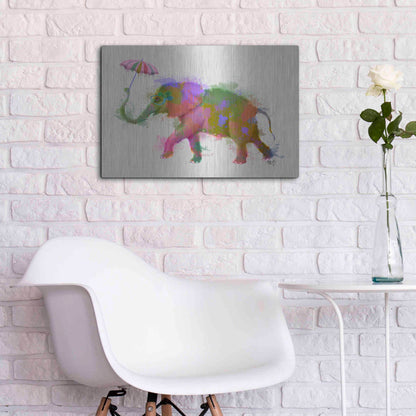 Luxe Metal Art 'Rainbow Splash Elephant' by Fab Funky Metal Wall Art,24x16