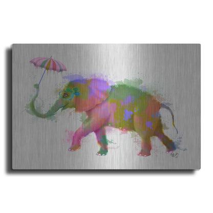 Luxe Metal Art 'Rainbow Splash Elephant' by Fab Funky Metal Wall Art