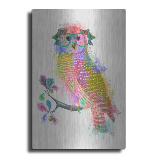 Luxe Metal Art 'Rainbow Splash Owl' by Fab Funky Metal Wall Art