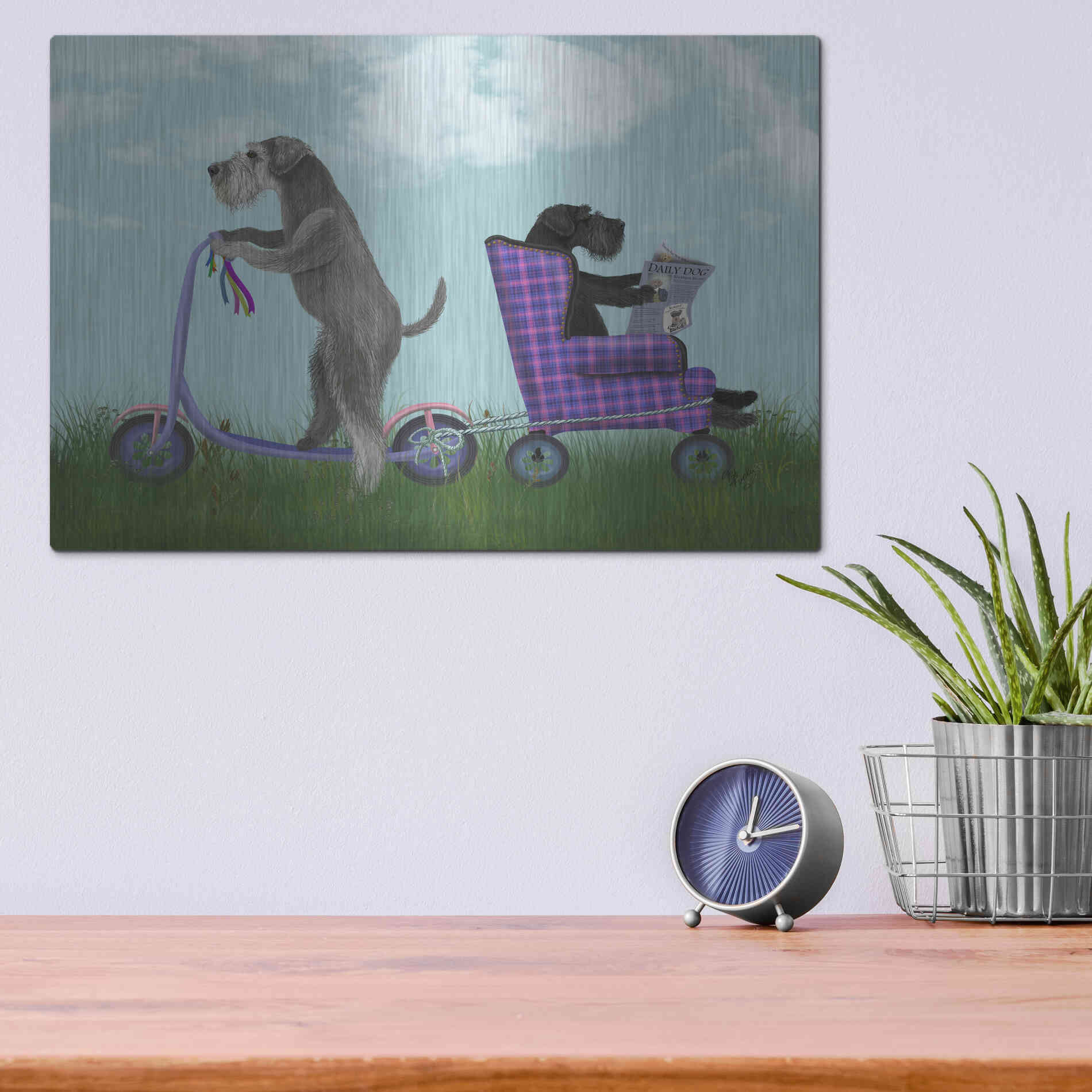 Luxe Metal Art 'Schnauzer Scooter' by Fab Funky Metal Wall Art,16x12