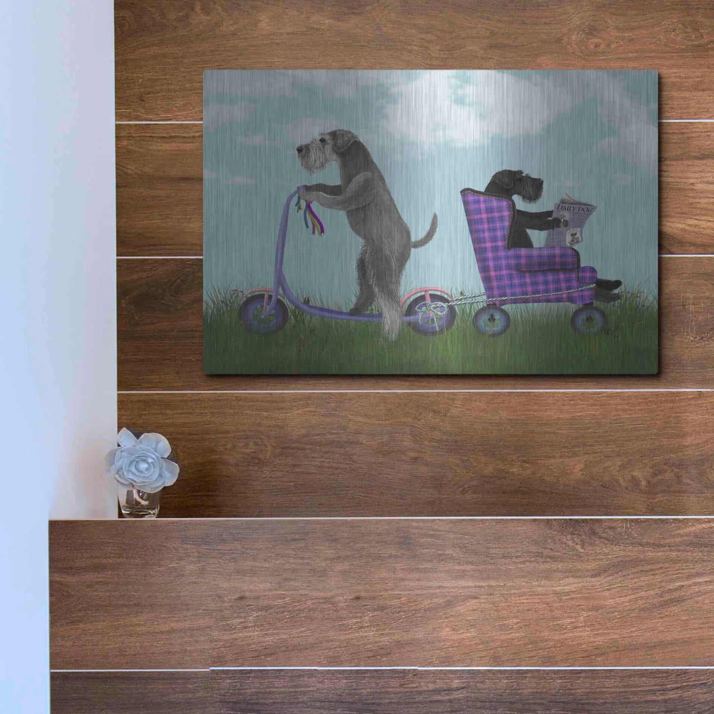 Luxe Metal Art 'Schnauzer Scooter' by Fab Funky Metal Wall Art,16x12