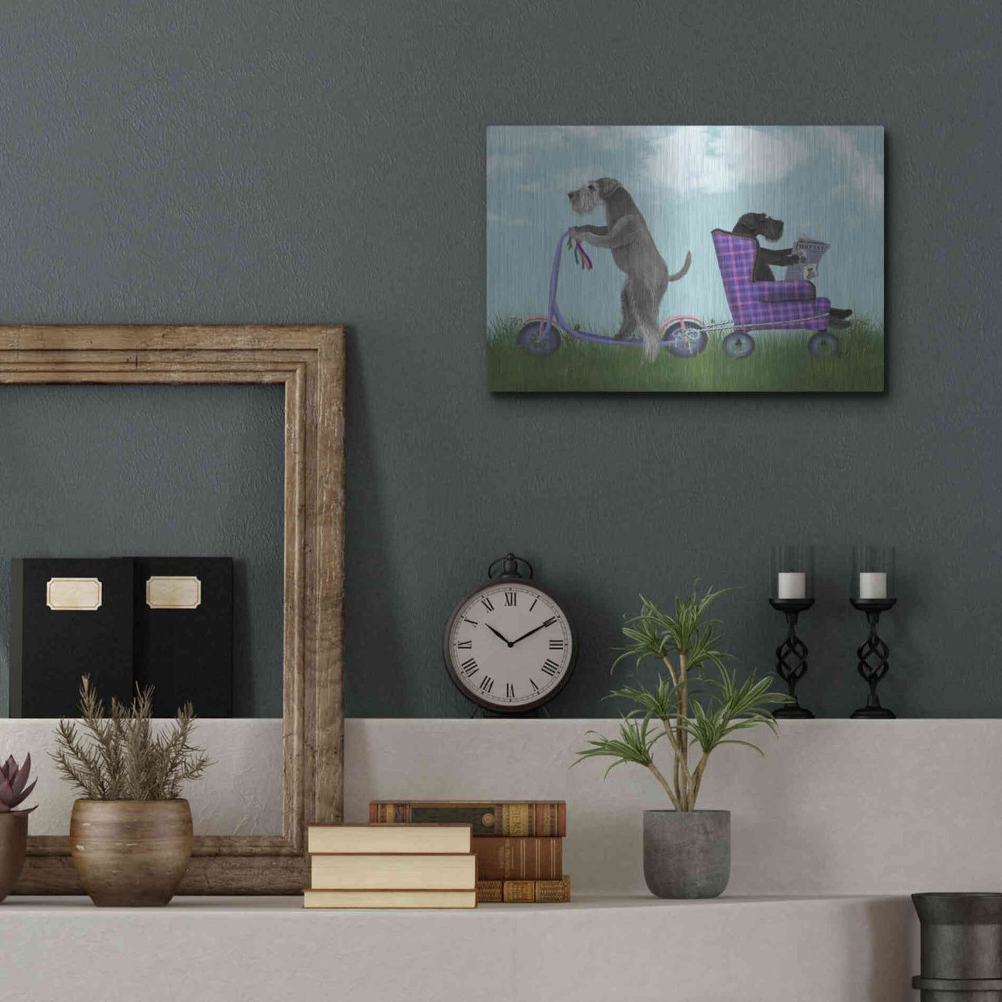 Luxe Metal Art 'Schnauzer Scooter' by Fab Funky Metal Wall Art,16x12