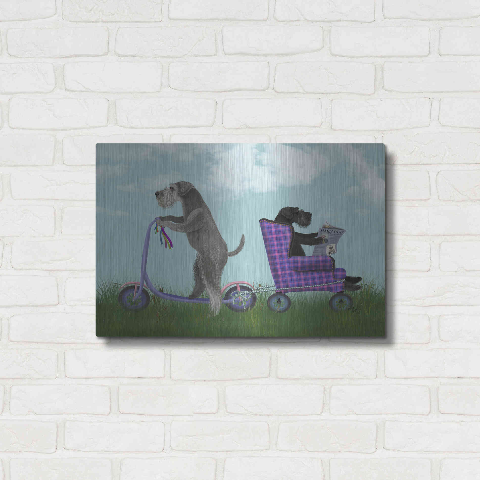 Luxe Metal Art 'Schnauzer Scooter' by Fab Funky Metal Wall Art,24x16