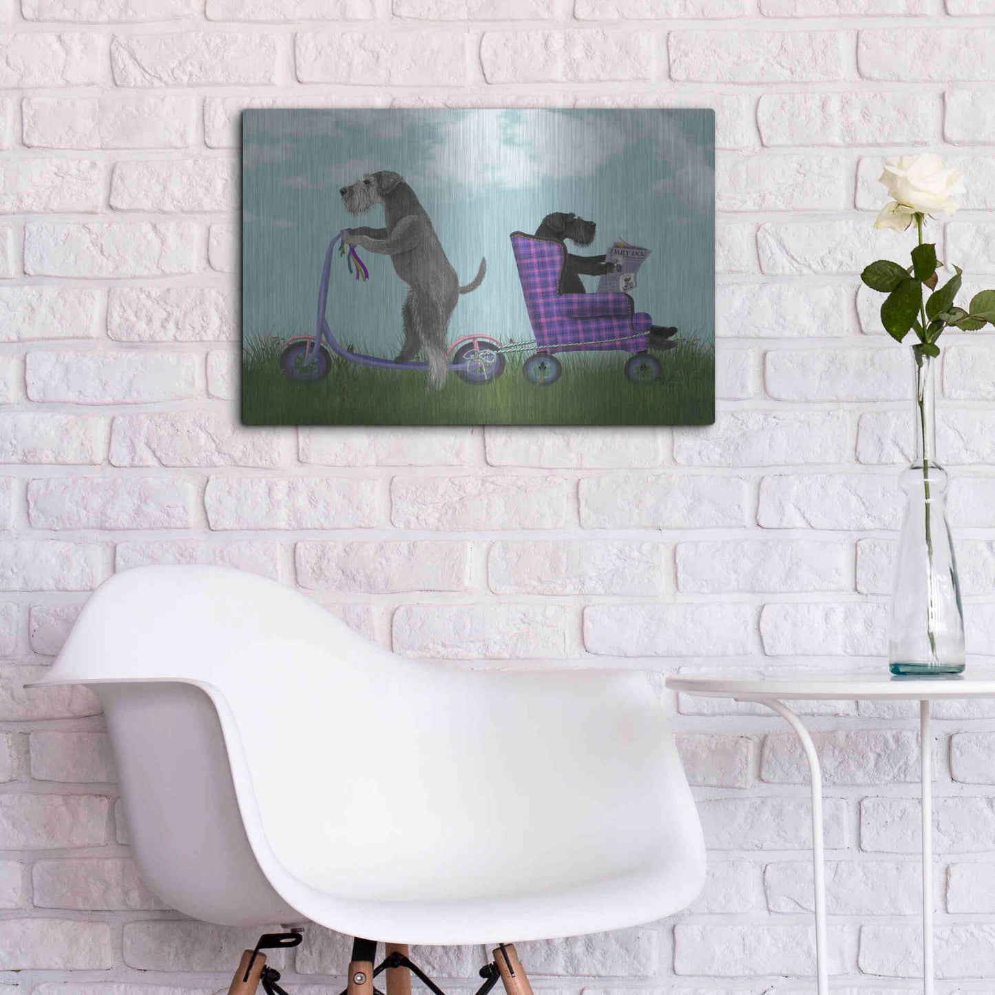 Luxe Metal Art 'Schnauzer Scooter' by Fab Funky Metal Wall Art,24x16