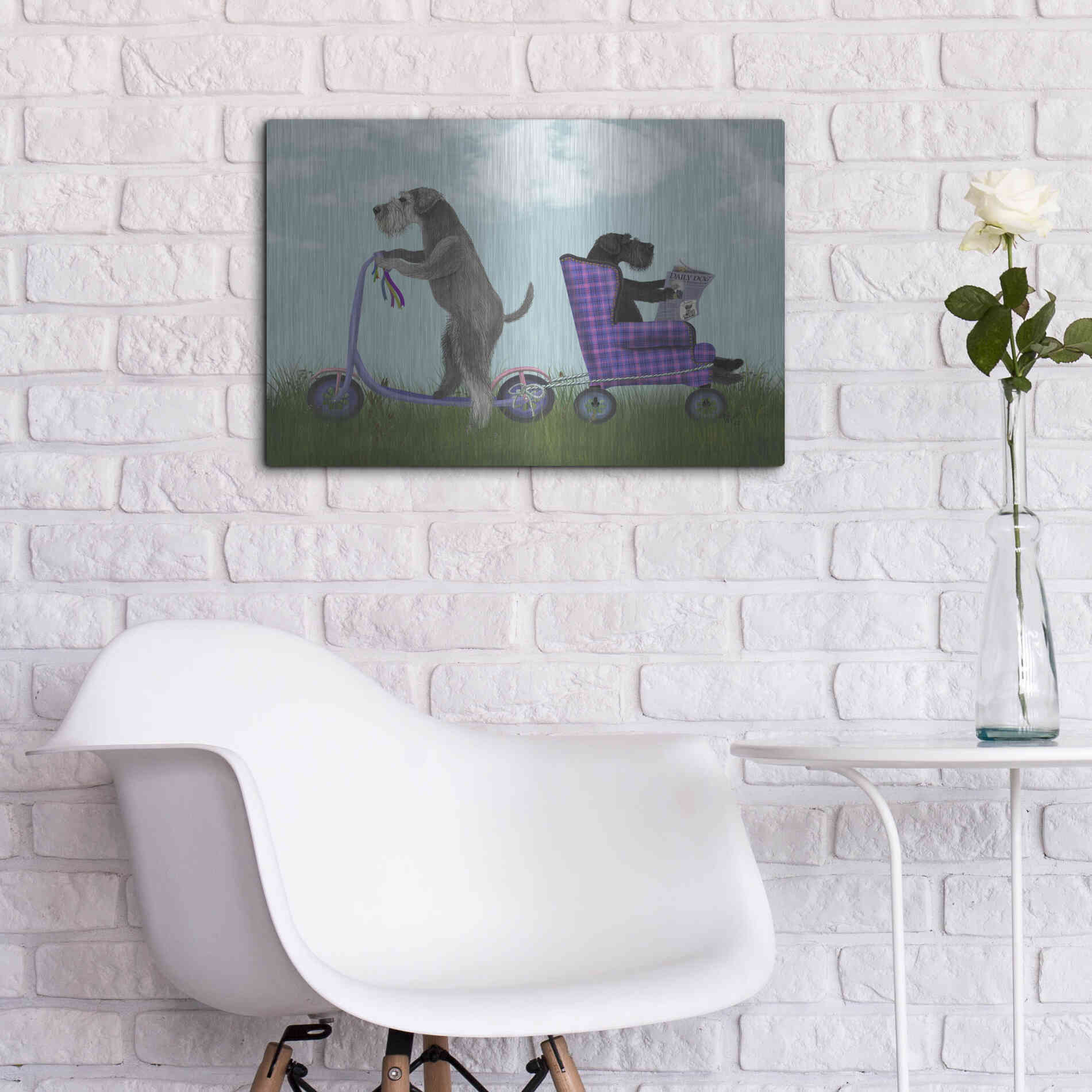 Luxe Metal Art 'Schnauzer Scooter' by Fab Funky Metal Wall Art,24x16