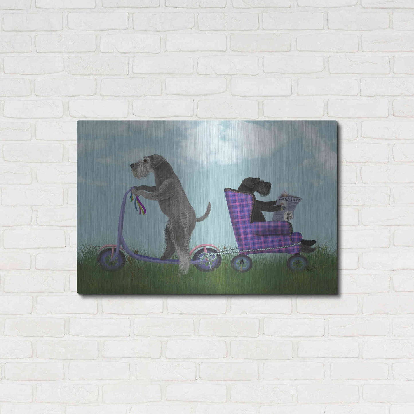 Luxe Metal Art 'Schnauzer Scooter' by Fab Funky Metal Wall Art,36x24