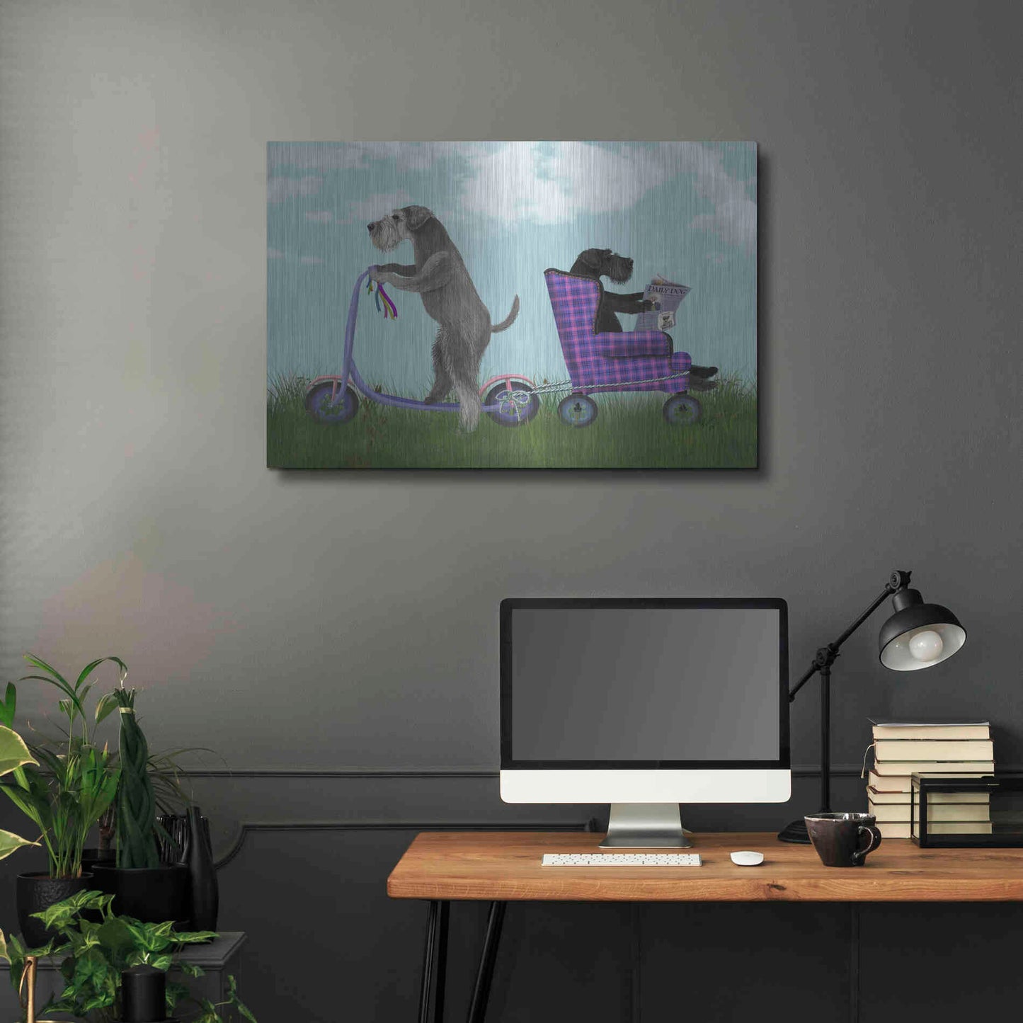 Luxe Metal Art 'Schnauzer Scooter' by Fab Funky Metal Wall Art,36x24