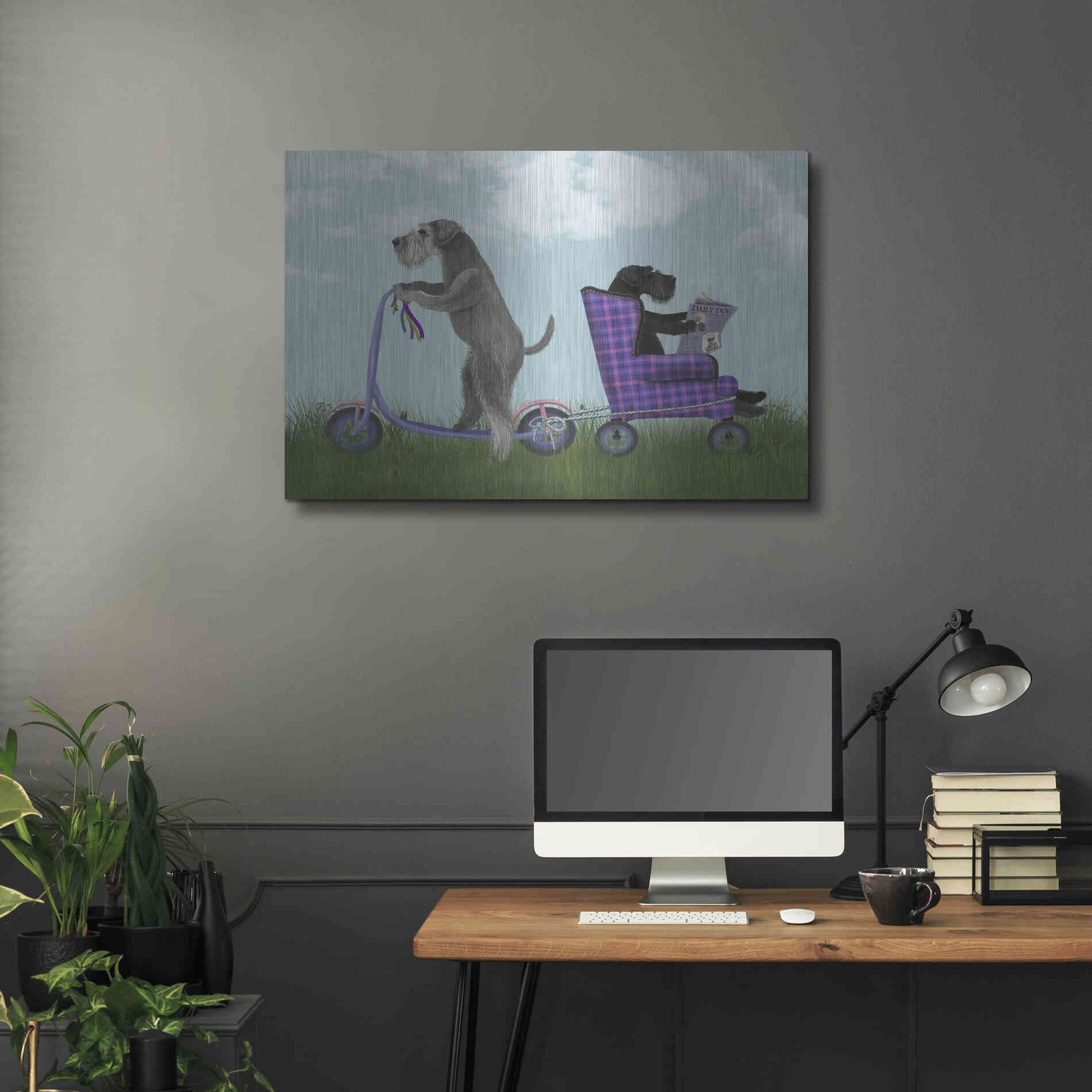 Luxe Metal Art 'Schnauzer Scooter' by Fab Funky Metal Wall Art,36x24