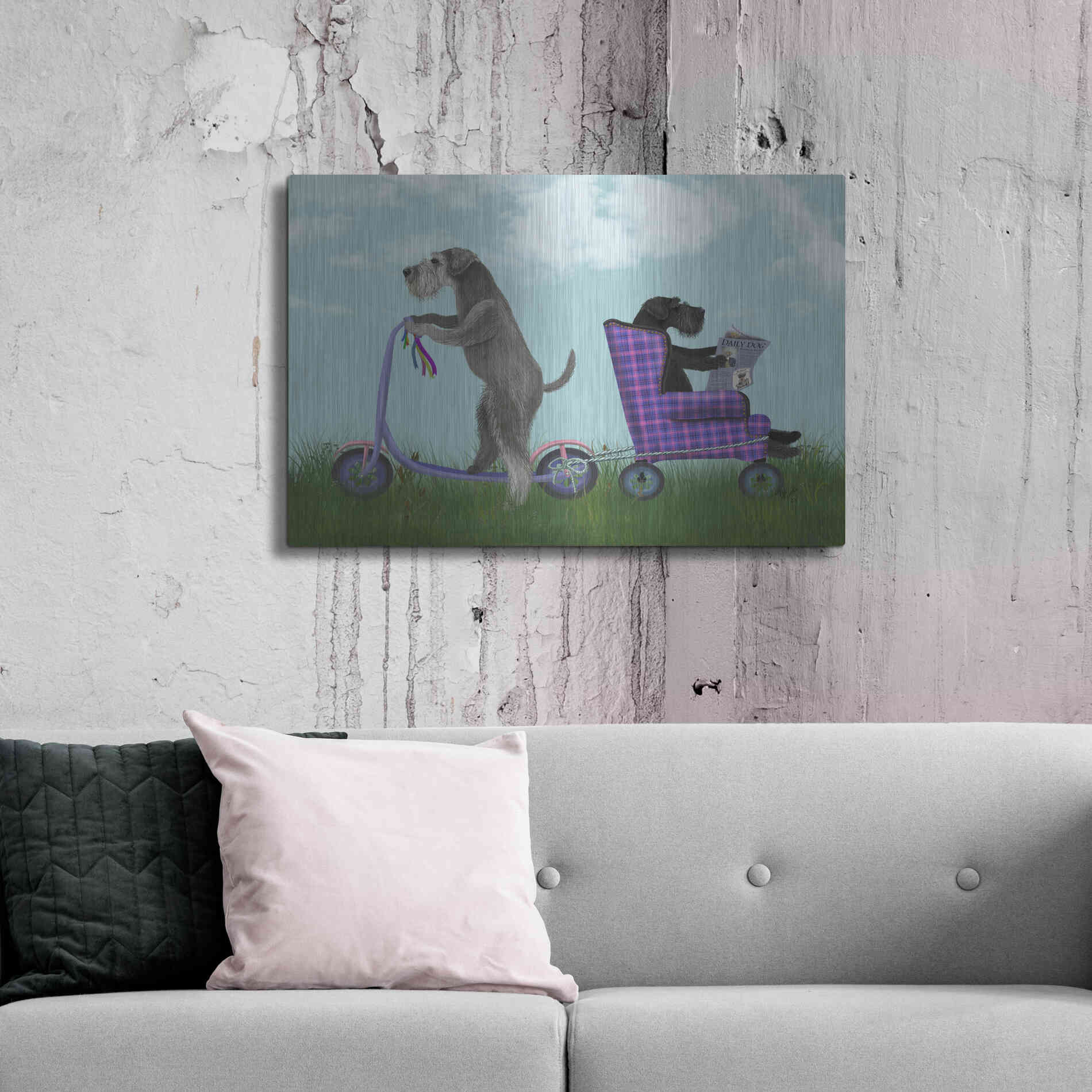 Luxe Metal Art 'Schnauzer Scooter' by Fab Funky Metal Wall Art,36x24